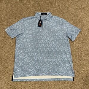 RLX Ralph Lauren Polo Shirt Mens XXL 2XL Blue Floral Wicking Golf Performance